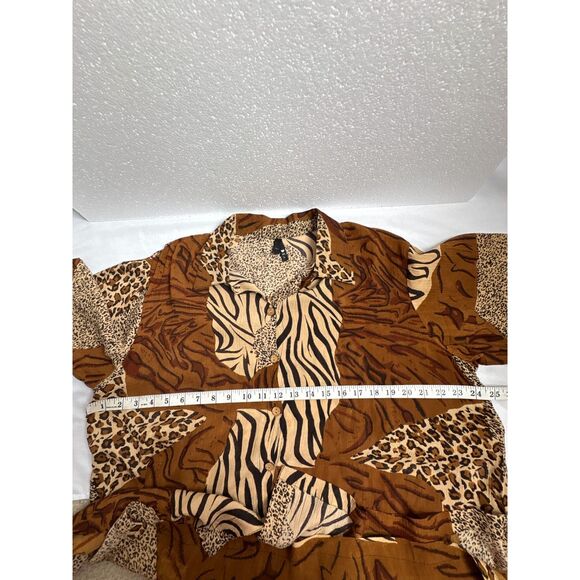 Phool Vintage Style Animal Print Button Down Shirt Size L Top Blouse Sexy 80s - Picture 9 of 9